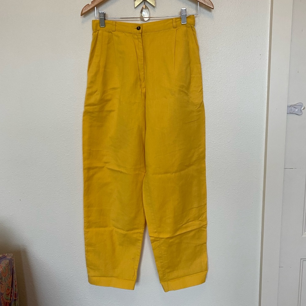 Vintage linen-cotton blend trousers